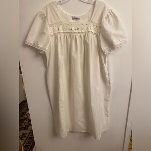 Vintage XL French Maid white midi night gown 80s Cotton
